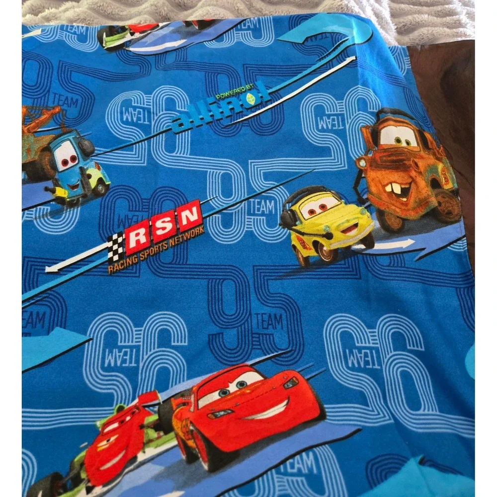 Disney Pixar Cars Lightning McQueen Mater Blue Standard Pillowcase Team 95 RSN